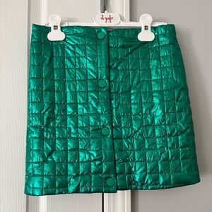 Maison Mangostan metallic green quilted skirt